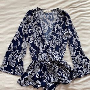 💟$3 Bundle Add On💟Vintage Havana bell sleeve surplice romper